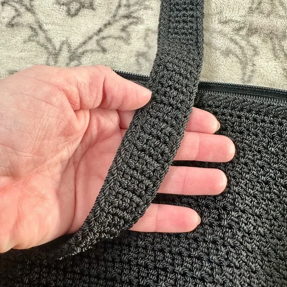 The Sak Black Crochet Bucket Shoulder Bag - Picture 6 of 9